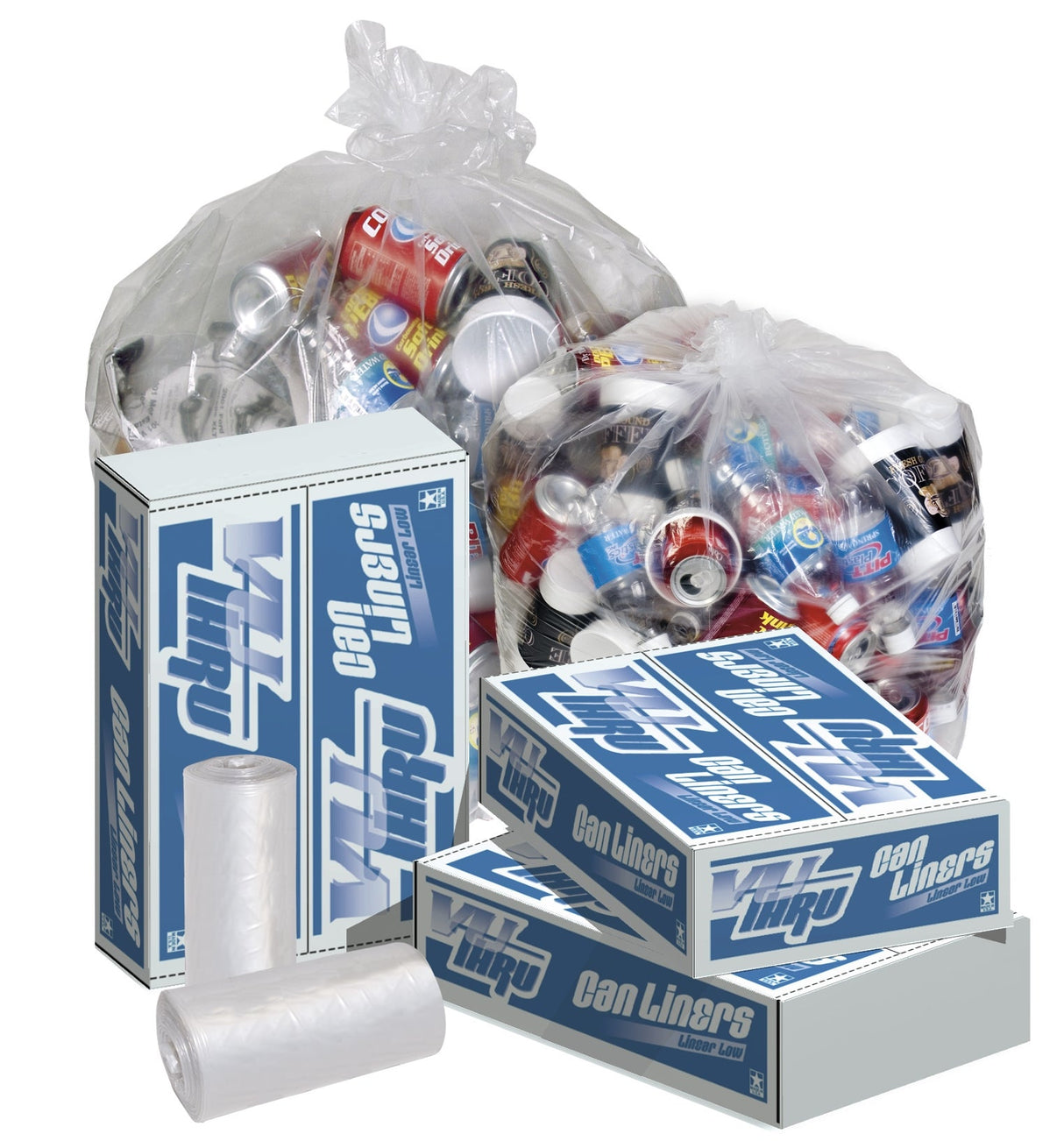 Can Liners, 33 Gallon, Clear, .65 Mil, 33 x 39 Inch,10 - 25 COUNT