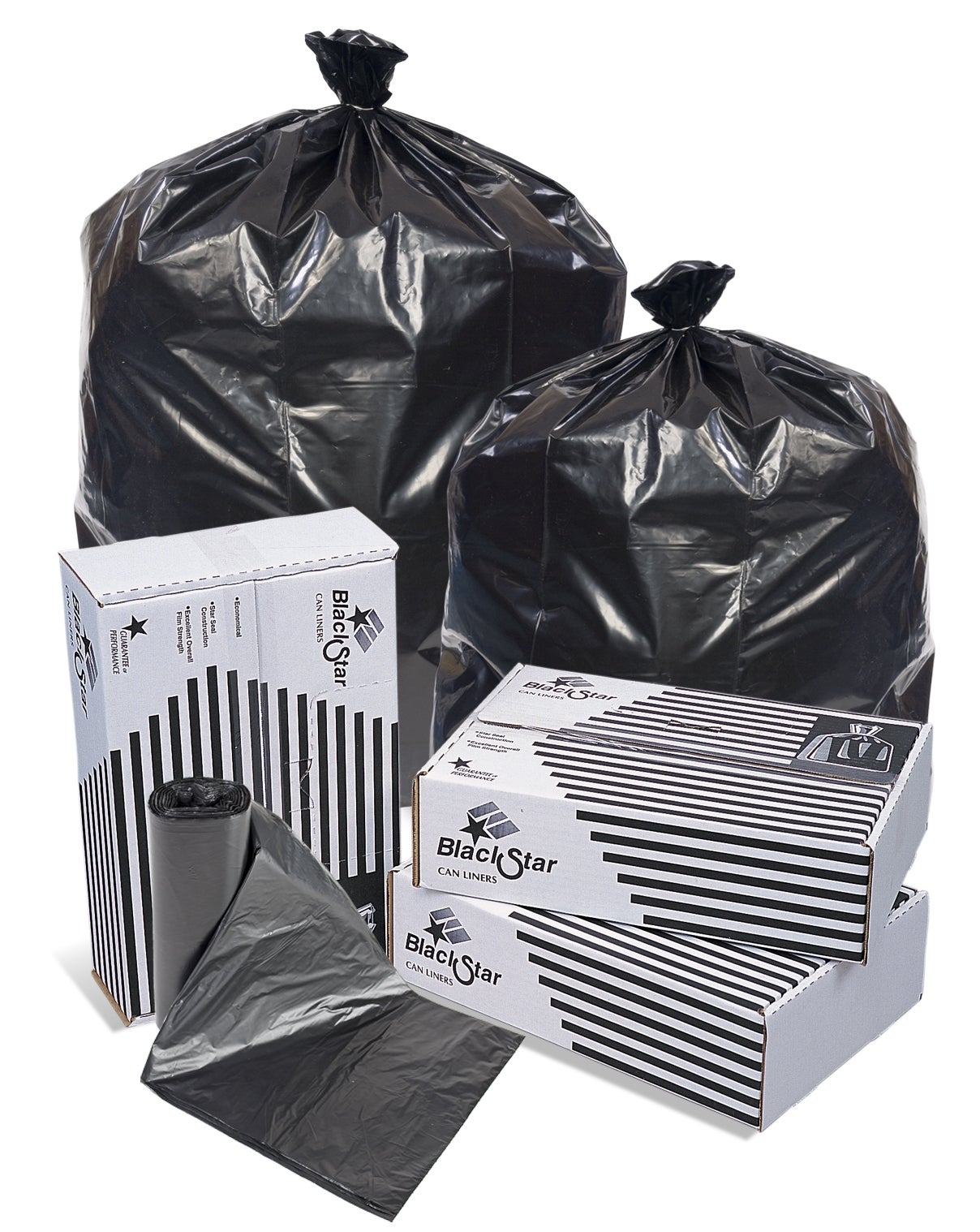 Can Liners, 60 Gallon, Black, .7 Mil, 38 x 58 Inch,10 - 10 COUNT