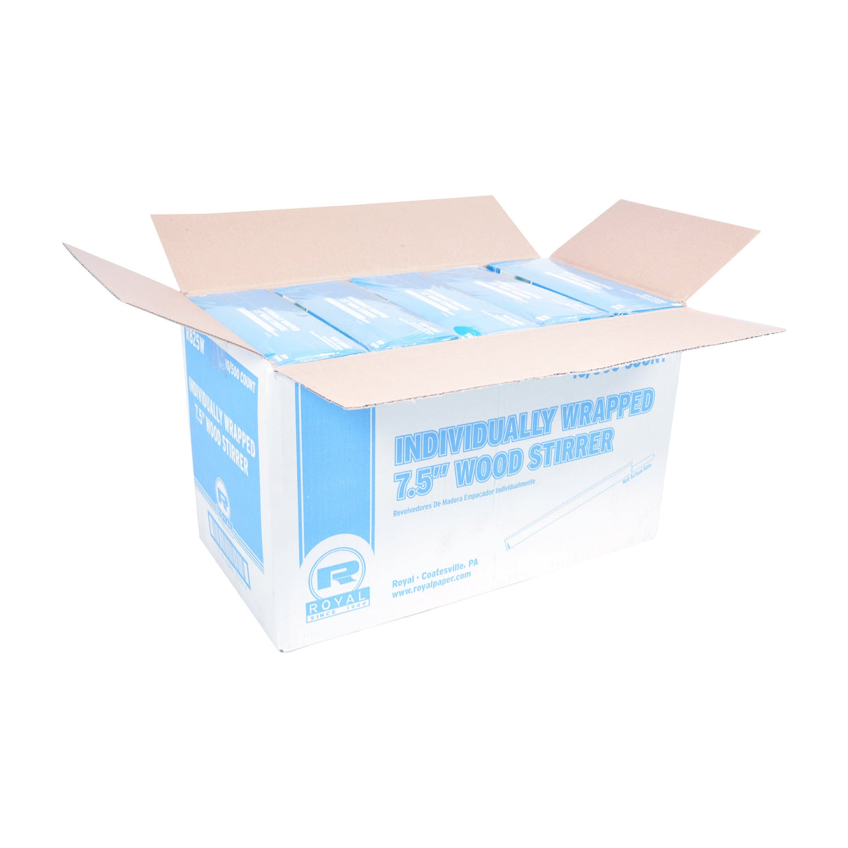 Stirrers, Coffee, 7.50 Inch, Wood, Individually-Wrapped,10 - 500 COUNT