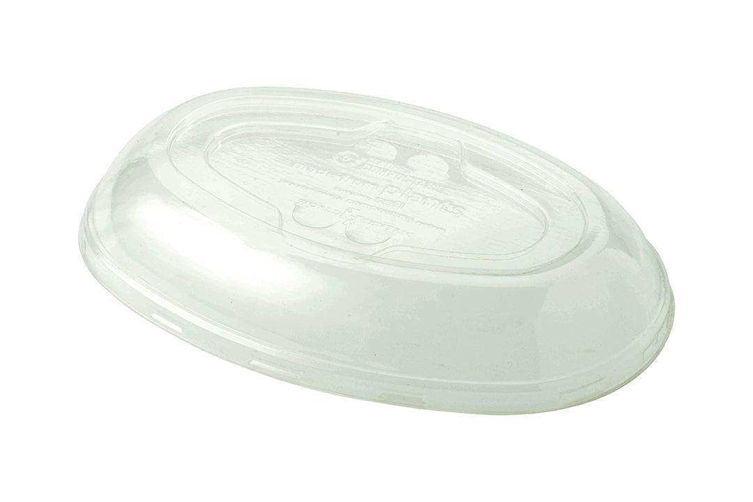 Lids, Dome, Plastic, Clear, Oval, for Burrito Bowl, Compostable,6 - 50 EACH