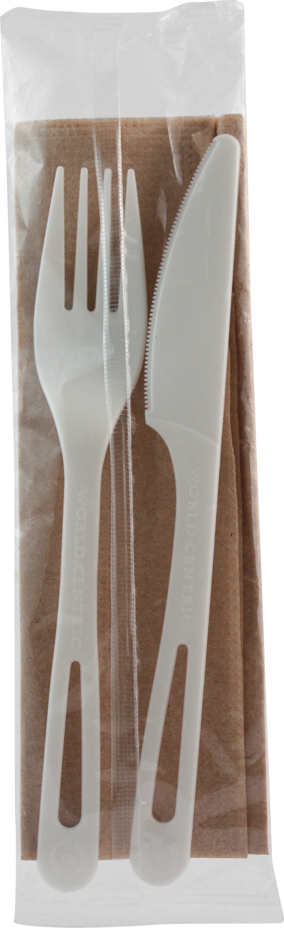 Cutlery Kits, Fork/Knife, Plastic, White, with Napkin, TPLA,1 - 500 EACH