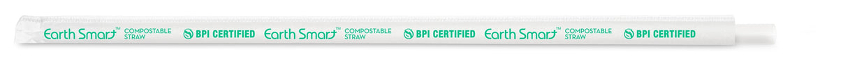 Straws, Giant, 8.50 Inch, Plastic, Clear, Individually-Wrapped, Compostable,4 - 300 COUNT