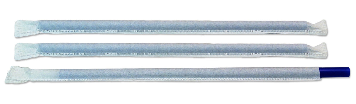 Straws, Giant, 9 Inch, Plastic, Blue, Individually-Wrapped,4 - 300 COUNT