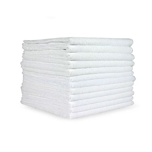 Cloths, Terry Microfiber, White, 12 x 12 Inch,1 - 12 COUNT