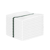 Towels, Bar, White with Green Stripe, Ribbed,1 - 12 COUNT