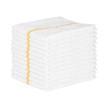Towels, Bar, White with Gold Stripe, Ribbed,1 - 12 COUNT