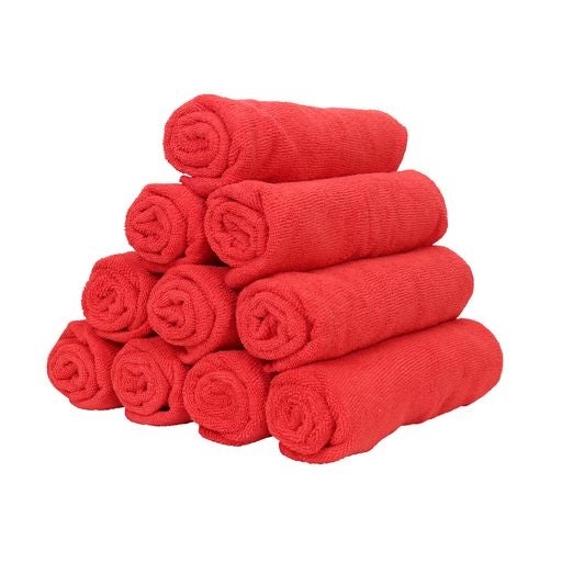 Cloths, Terry Microfiber, Red, 16 x 16 Inch,1 - 12 COUNT