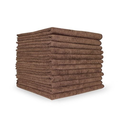 Cloths, Terry Microfiber, Brown, 16 x 16 Inch,1 - 12 COUNT