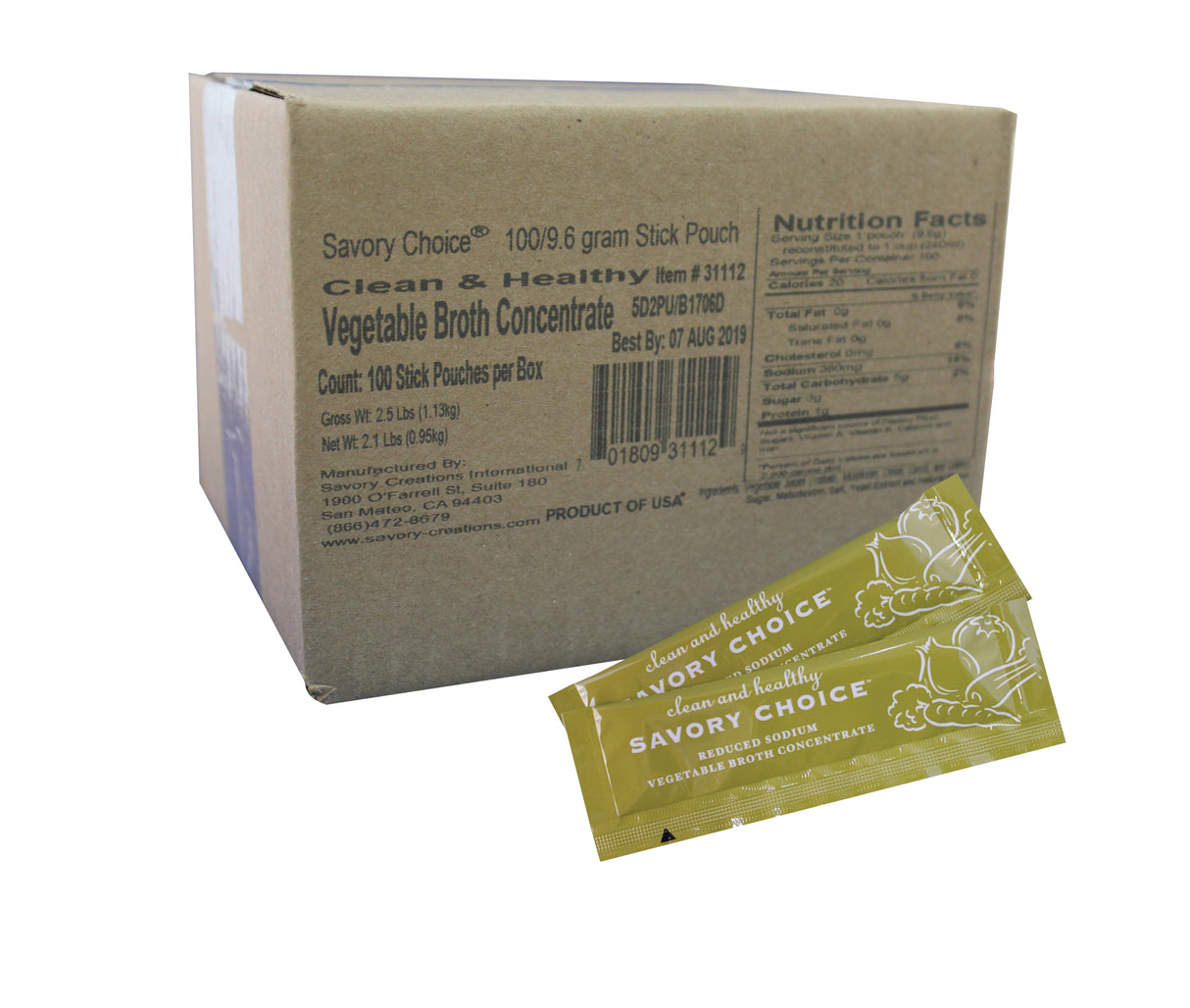 Broth, Vegetable, Concentrate, Reduced Sodium,100 - 0.34 OUNCE