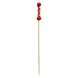 Picks, Fuji 4.7 Inch, Bamboo, Red, with Natural Beads, 4.7 Linear Inch,20 - 100 COUNT