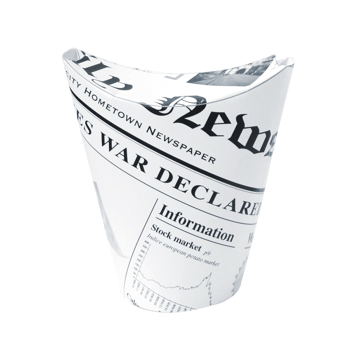 Cups, Snack, 8 Ounce, Paper, Happy Fries News Print, Closable Perforated, 9 Ounce,20 - 50 COUNT