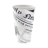 Cups, Snack, 16 Ounce, Paper, Happy Fries News Print, Closable Perforated, 16 Ounce,20 - 50 COUNT
