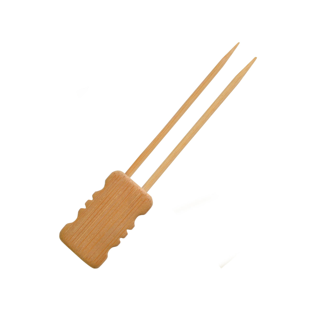 Skewer, Mbola Double Prong, 5.9 Inch, Bamboo, with Block End, 5.9 Linear Inch,20 - 24 COUNT
