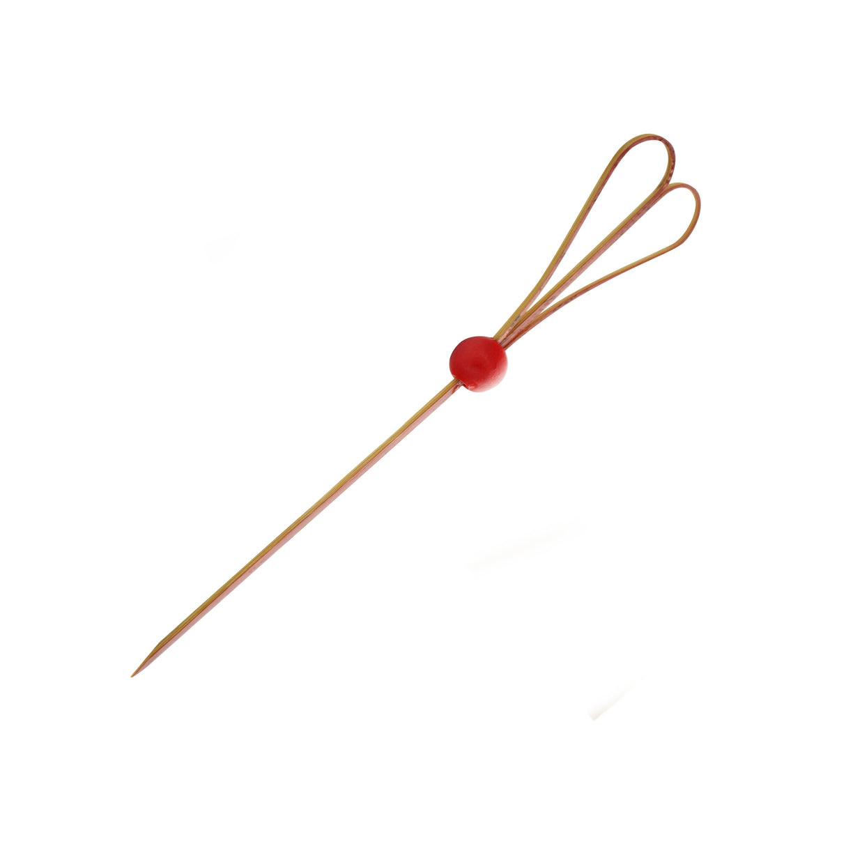 Picks, The Heart 5.9 Inch, Bamboo, Natural, Heart-shaped, with Red Ball, Biodegradeable, 5.9 Linear Inch,10 - 100 COUNT