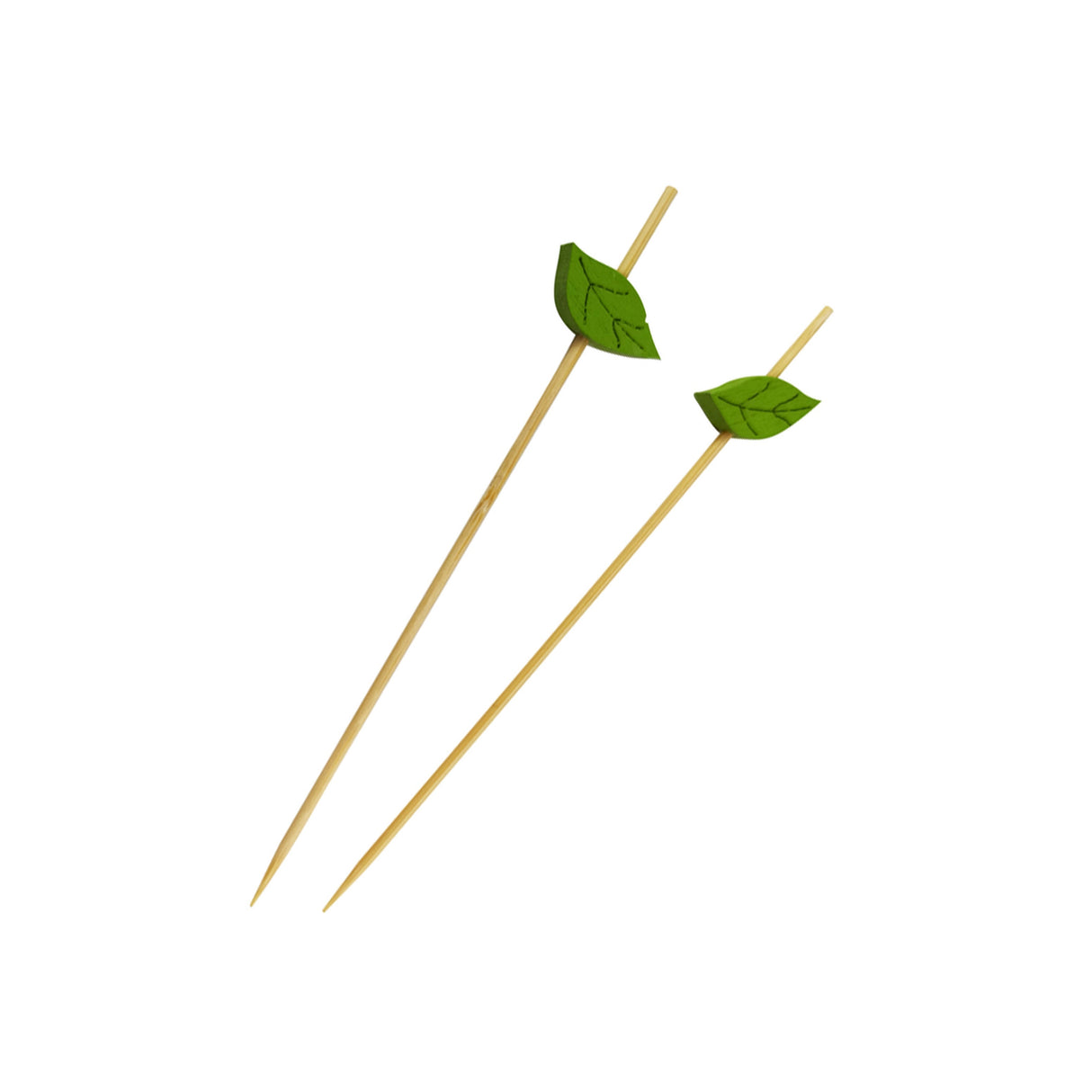 Skewers, 4.7 Inch, Bamboo, with Wooden Leaf,10 - 100 COUNT