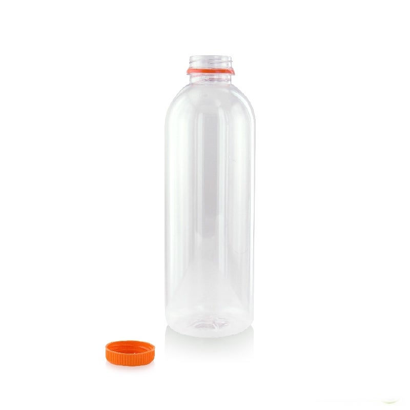 Bottles, 16.9 Ounce, Plastic, Clear, PET, with Orange Cap,150 - 1 EACH