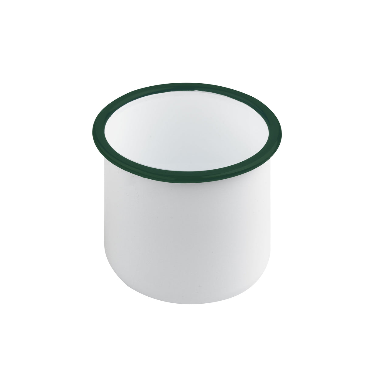 Bowls, Delipot, 12 Ounce, White Enameled, with Green Rim, Straight Side,12 - 1 EACH