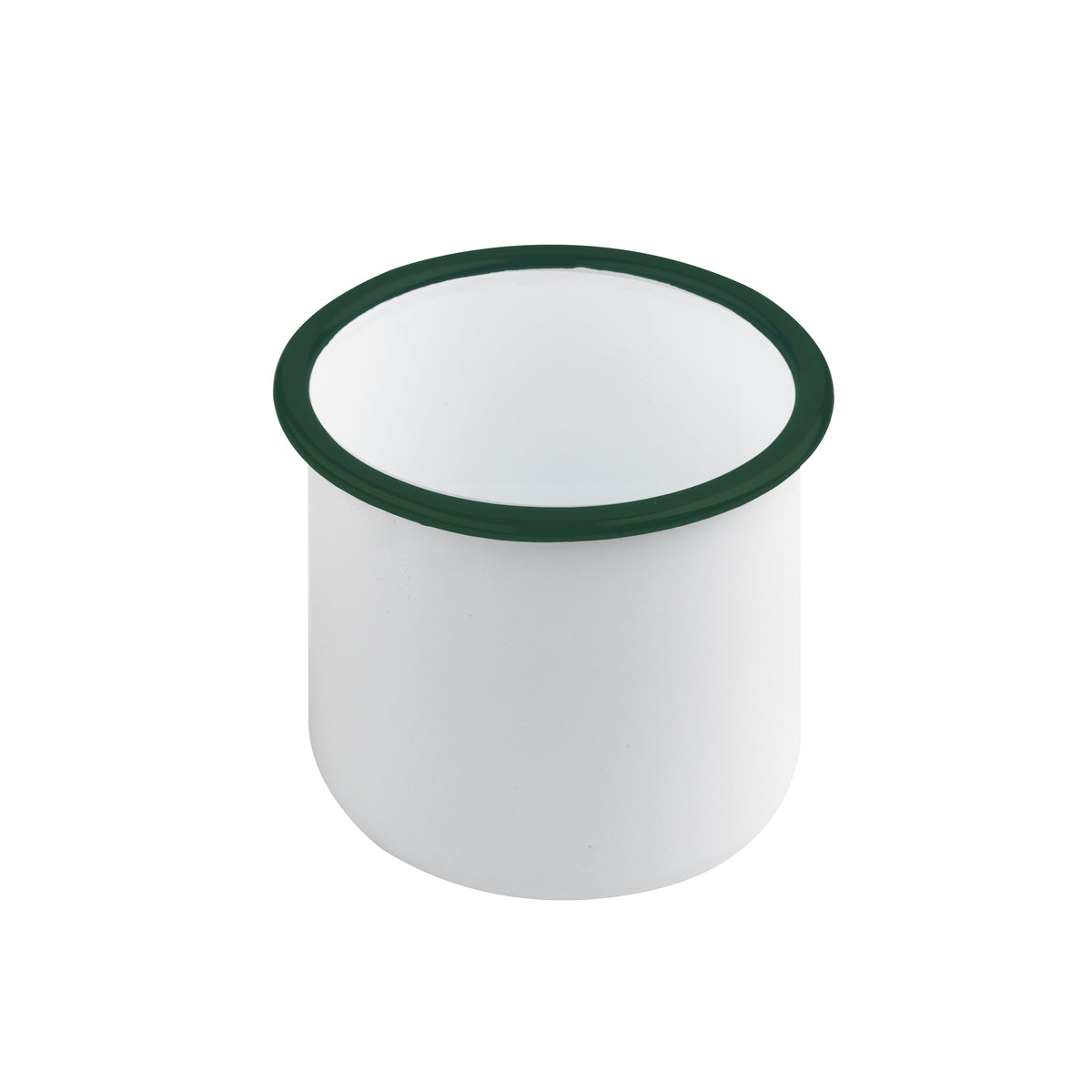 Bowls, Delipot, 12 Ounce, White Enameled, with Green Rim, Straight Side, 1 Each,12 - 1 COUNT