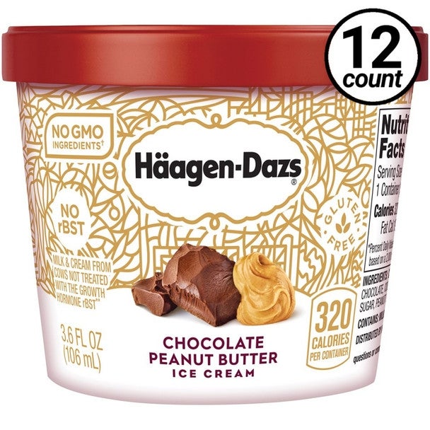 Ice Cream, Chocolate Peanut Butter, Frozen,12 - 3.6 FLUID