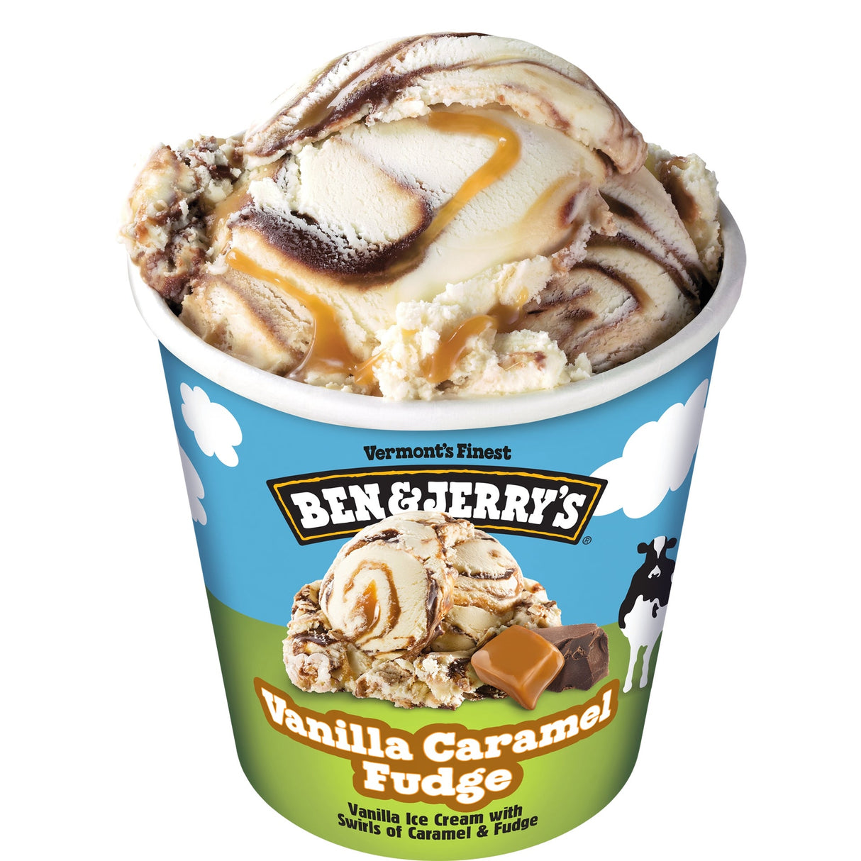 Ice Cream, Vanilla Caramel Fudge, Frozen,8 - 16 FLUID