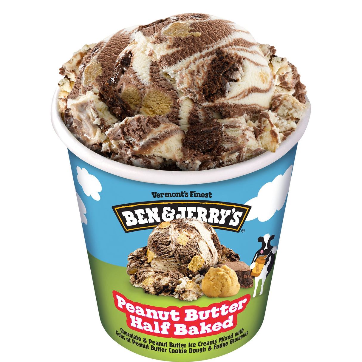Ice Cream, Hard Serve, Peanut Butter Half Baked, 1 Ounce,8 - 16 FLUID