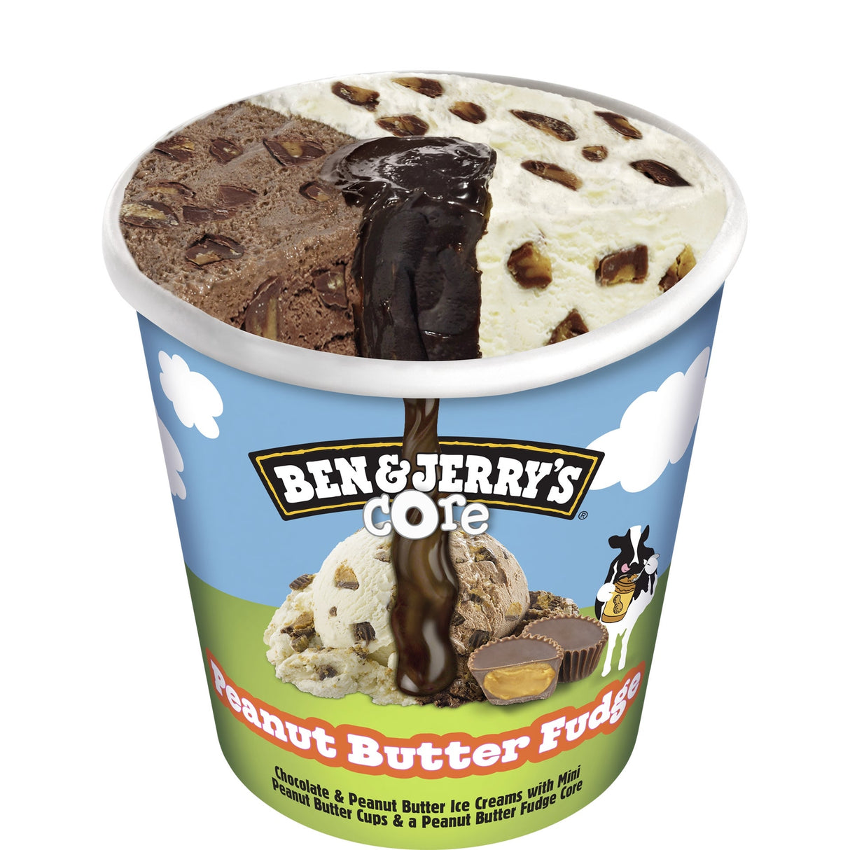 Ice Cream, Hard Serve, Peanut Butter Fudge, Frozen,8 - 16 OUNCE