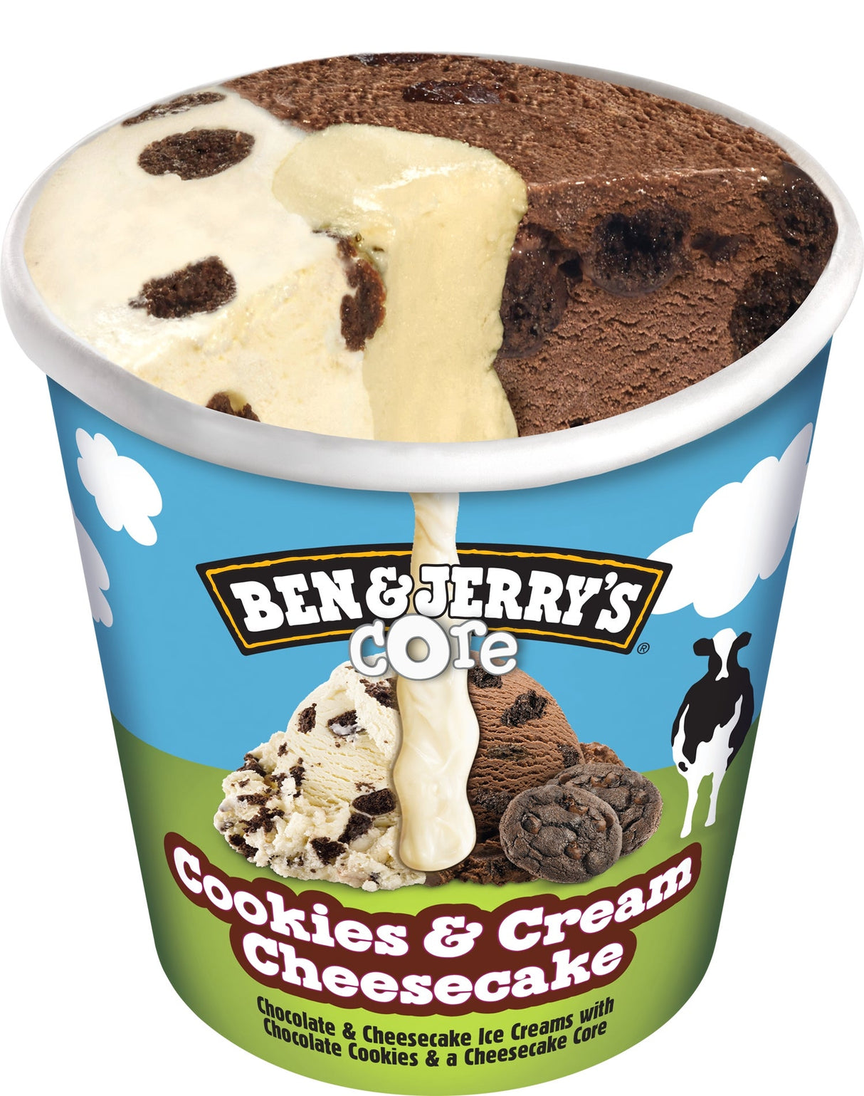Ice Cream, Hard Serve, Cookies & Cream Cheesecake, Frozen,8 - 16 FLUID