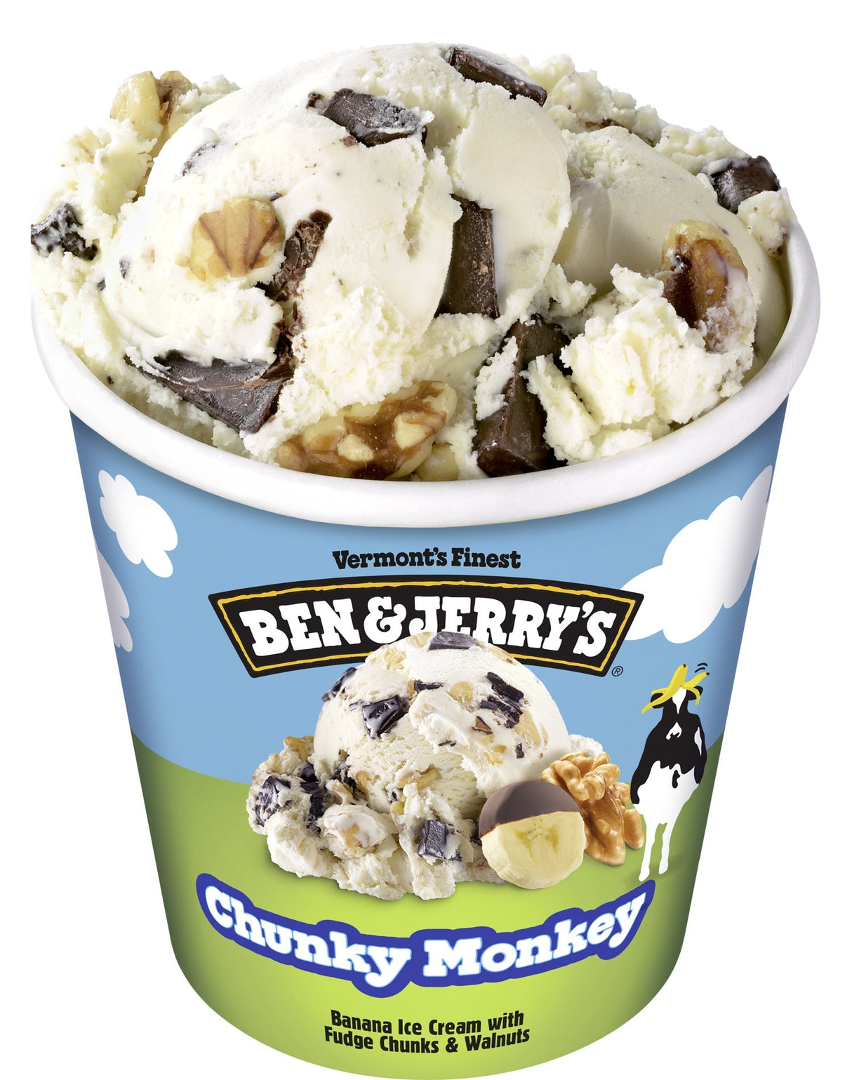 Ice Cream, Hard Serve, Chunky Monkey, Frozen,8 - 16 FLUID