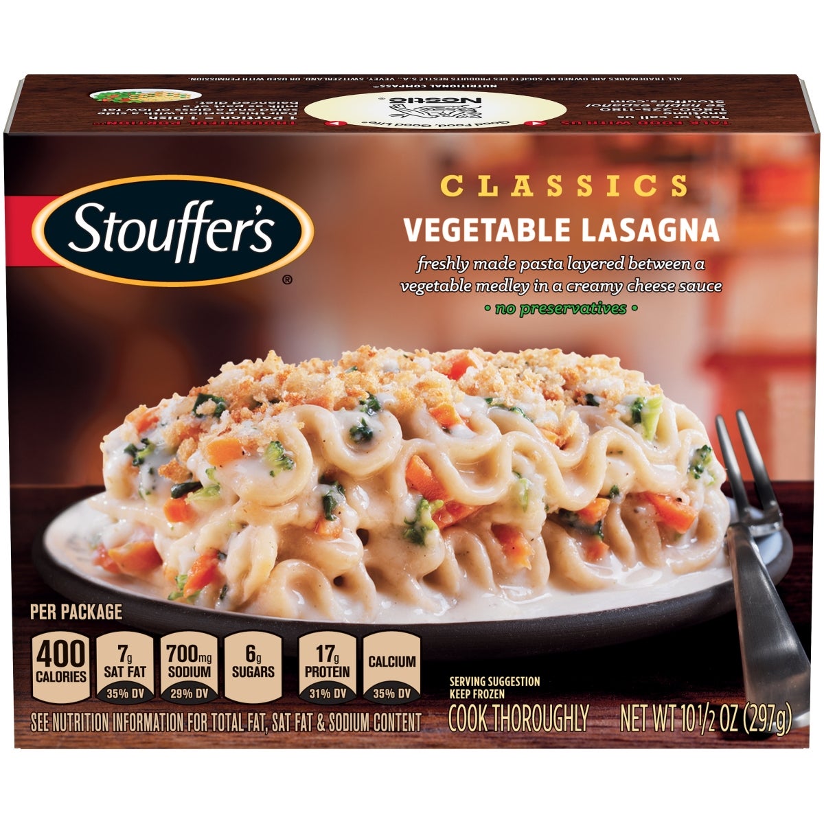 Entree, Lasagna, Vegetable,12 - 10.5 OUNCE