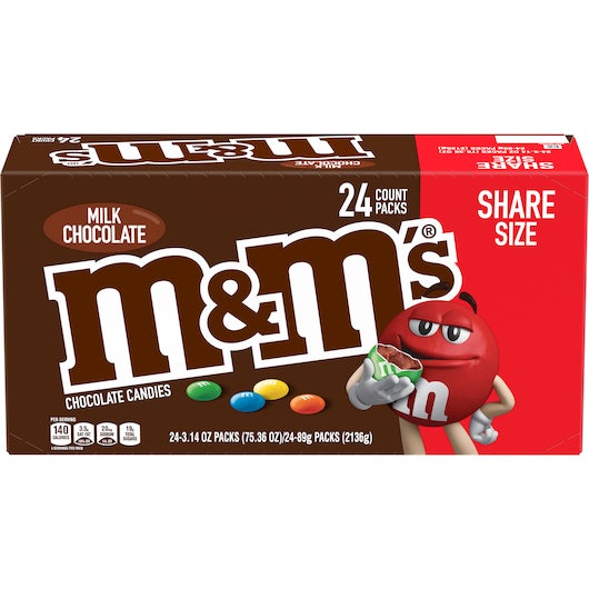 Candy, Milk Chocolate-Covered,24 - 3.14 OUNCE