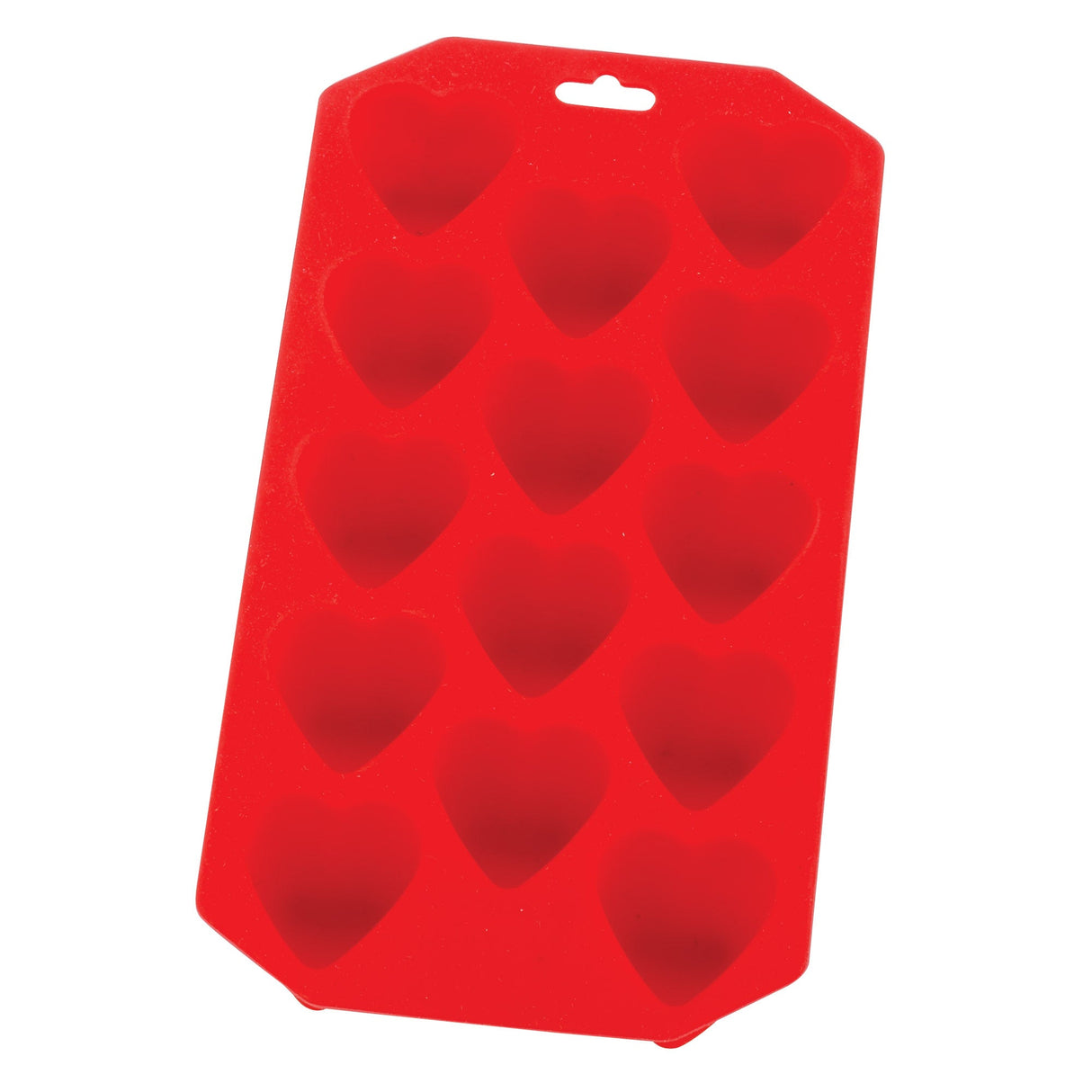 Trays, Ice, 14-Compartment, Heart, Red, Silicone, Heat Resistant up to 500 Degrees Fahr,6 - 1 EACH