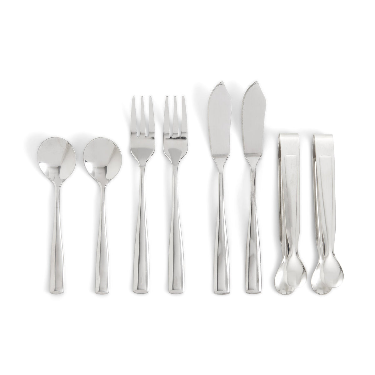 Serving Set, Charcuterie, 18/8 Stainless Steel, with Forks/Spoons/Spreaders/Tongs, 1 Each,6 - 1 COUNT