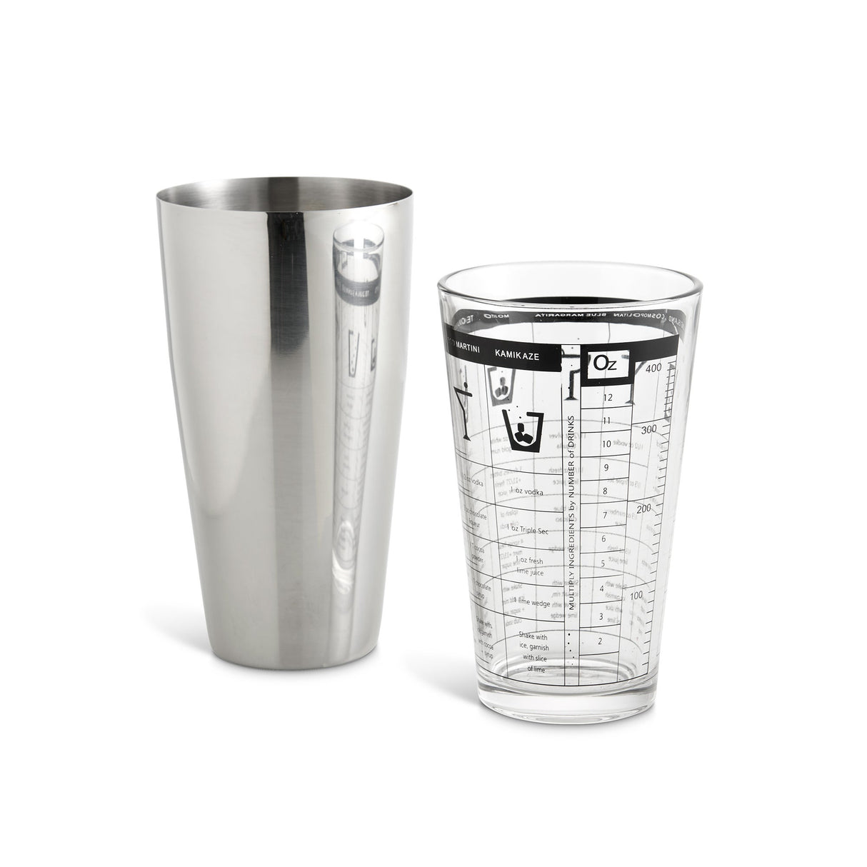 Shaker Set, Cocktail, Boston, Assorted, with 24 Ounce Shaker & 17 Ounce Mixin,6 - 1 EACH