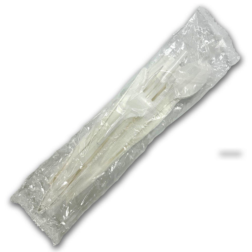 Cutlery Kits, Fork/Knife/Spoon, Plastic, with Flex Straw & 12 x 13 Inch 1-Ply Napkin, Individually-Wrapped,250 - 1 EACH