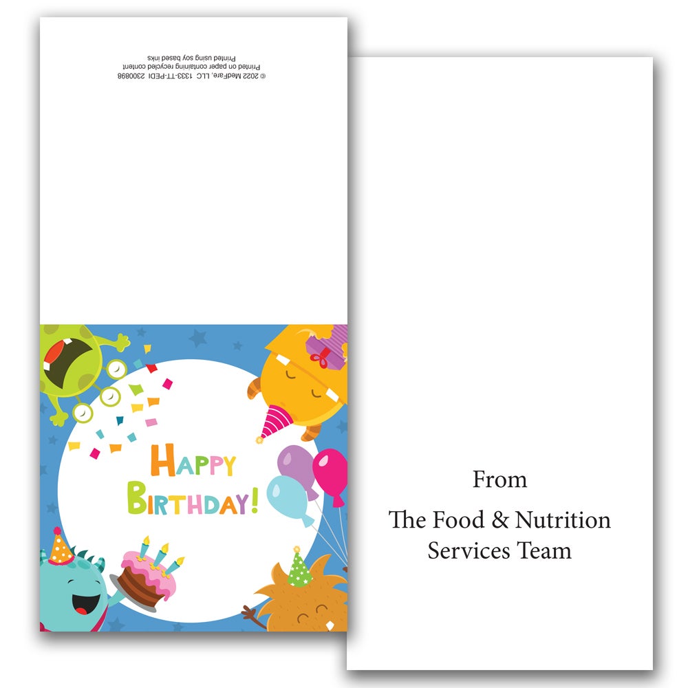 Tray Tents, 4 x 4 Inch, Pediatric, Happy Birthday with Monsters,500 - 1 EACH