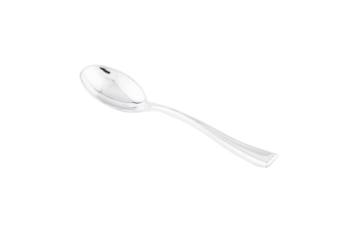 Spoons, Mini, Plastic, Silver, 4 Inch, 1 Each,100 - 1 COUNT