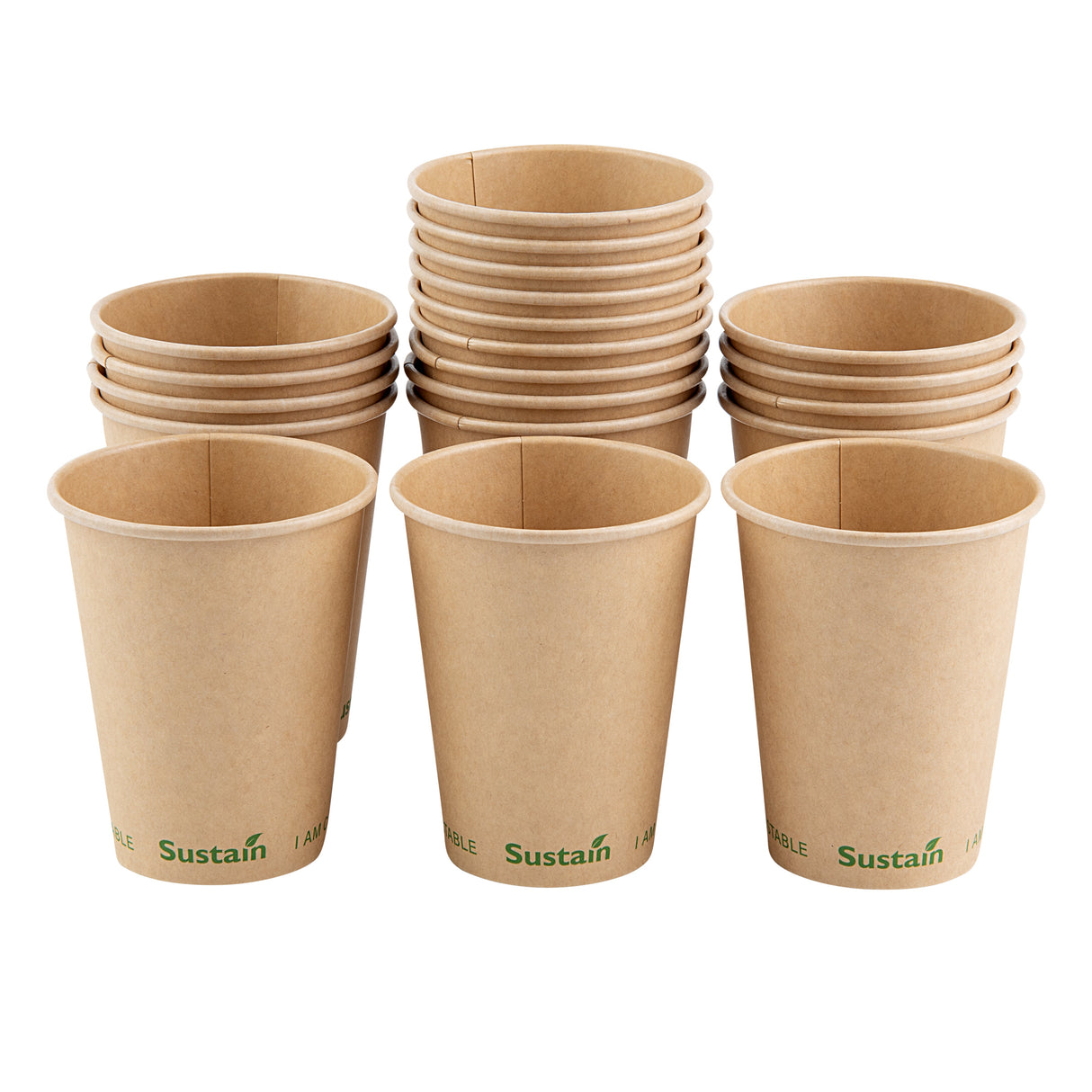 Cups, Hot, Sustain 12 Ounce, PLA-Lined Paper, Kraft, 3.5 x 3.5 x 4.25 Inch,50 - 1 EACH