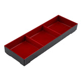Tray, Japanese Style Bento 3-Compartment, 14 x 4.75 x 1.75 Inch, Plastic, Black & Red, ABS,1 - 1 EACH