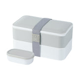Box, Lunch, Bento Tek 41 Ounce, Plastic, Gray & White, 7.25 x 4.25 x 4 Inch, with Utensils & Sauce Cup,1 - 1 EACH