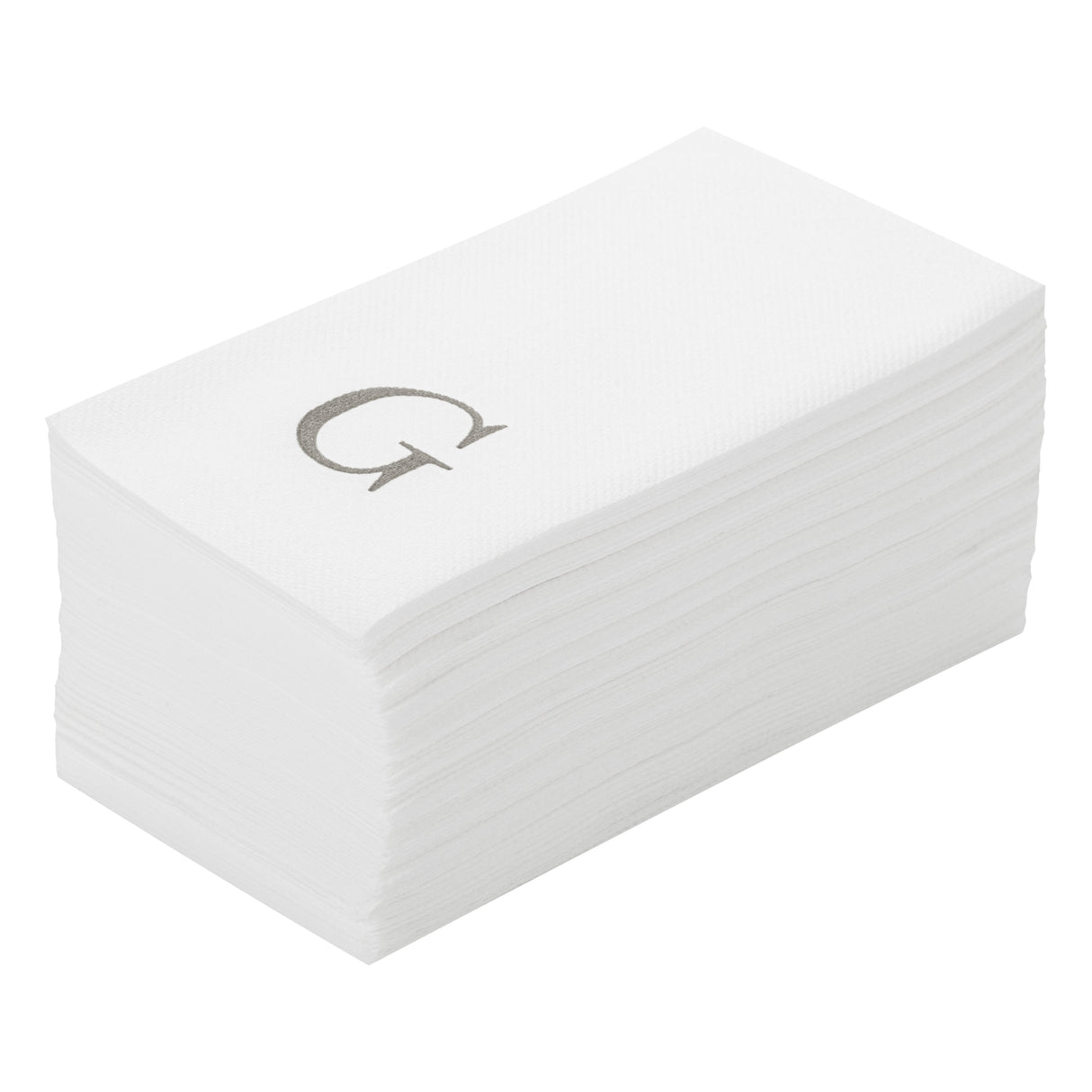 Towels, Guest, Luxenap, Linen-Like, White, with Silver Sans Serif Letter G, Air Laid, 15.75 x 8 Inch,50 - 1 EACH