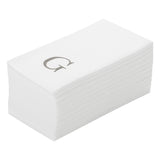 Towels, Guest, Luxenap, Linen-Like, White, with Silver Sans Serif Letter G, Air Laid, 15.75 x 8 Inch,50 - 1 EACH