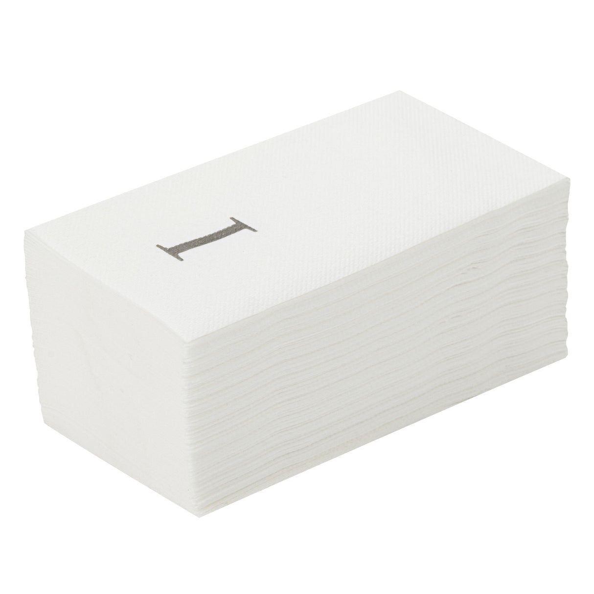 Towels, Guest, Luxenap, Linen-Like, White, with Silver Sans Serif Letter I, Air Laid, 15.75 x 8 Inch,50 - 1 EACH