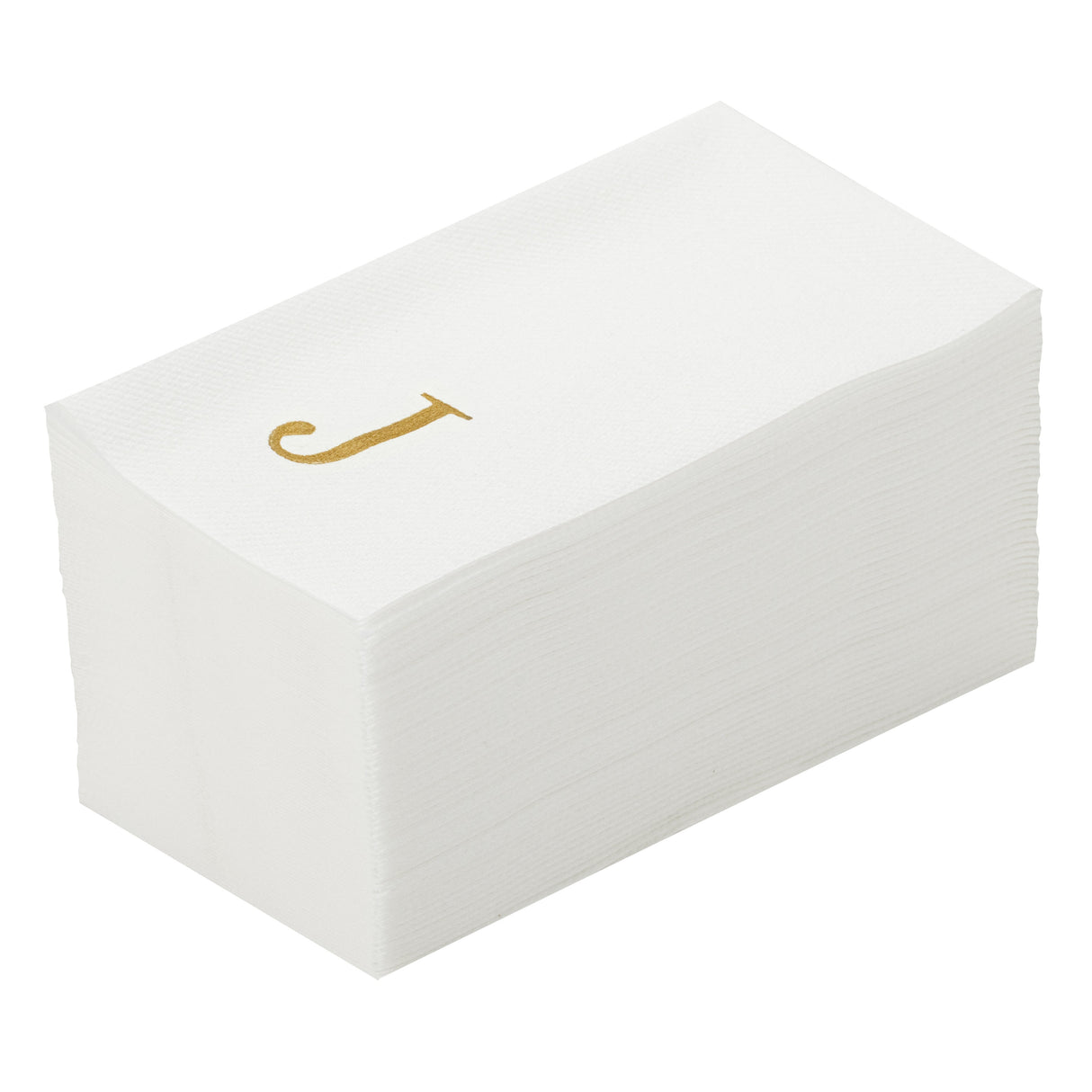 Towels, Guest, Luxenap, Linen-Like, White, with Gold Sans Serif Letter J, Air Laid, 15.75 x 8 Inch,50 - 1 EACH