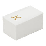 Towels, Guest, Luxenap, Linen-Like, White, with Gold Sans Serif Letter K, Air Laid, 15.75 x 8 Inch, 1 Each,50 - 1 COUNT