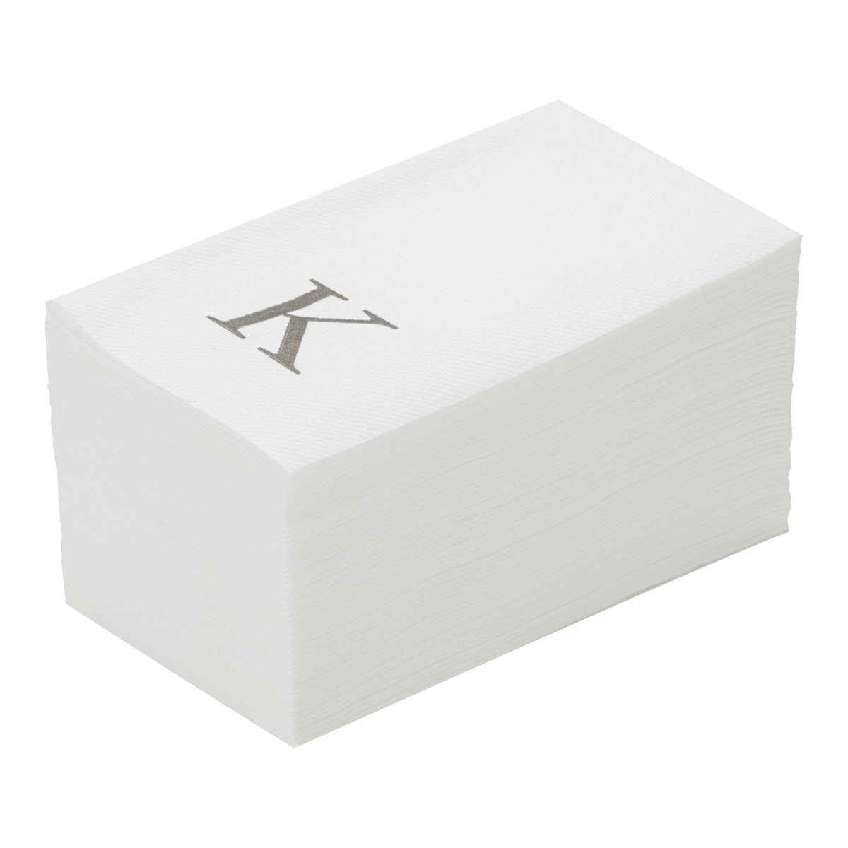 Towels, Guest, Luxenap, Linen-Like, White, with Silver Sans Serif Letter K, Air Laid, 15.75 x 8 Inch, 1 Each,50 - 1 COUNT
