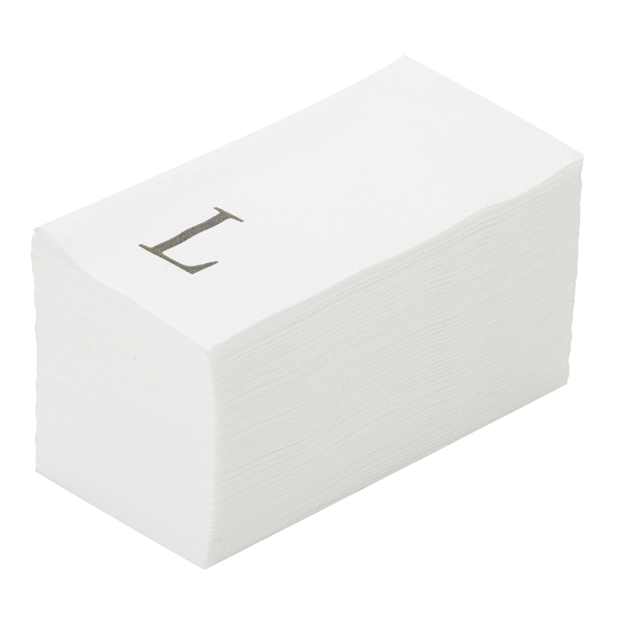 Towels, Guest, Luxenap, Linen-Like, White, with Silver Sans Serif Letter L, Air Laid, 15.75 x 8 Inch,50 - 1 EACH