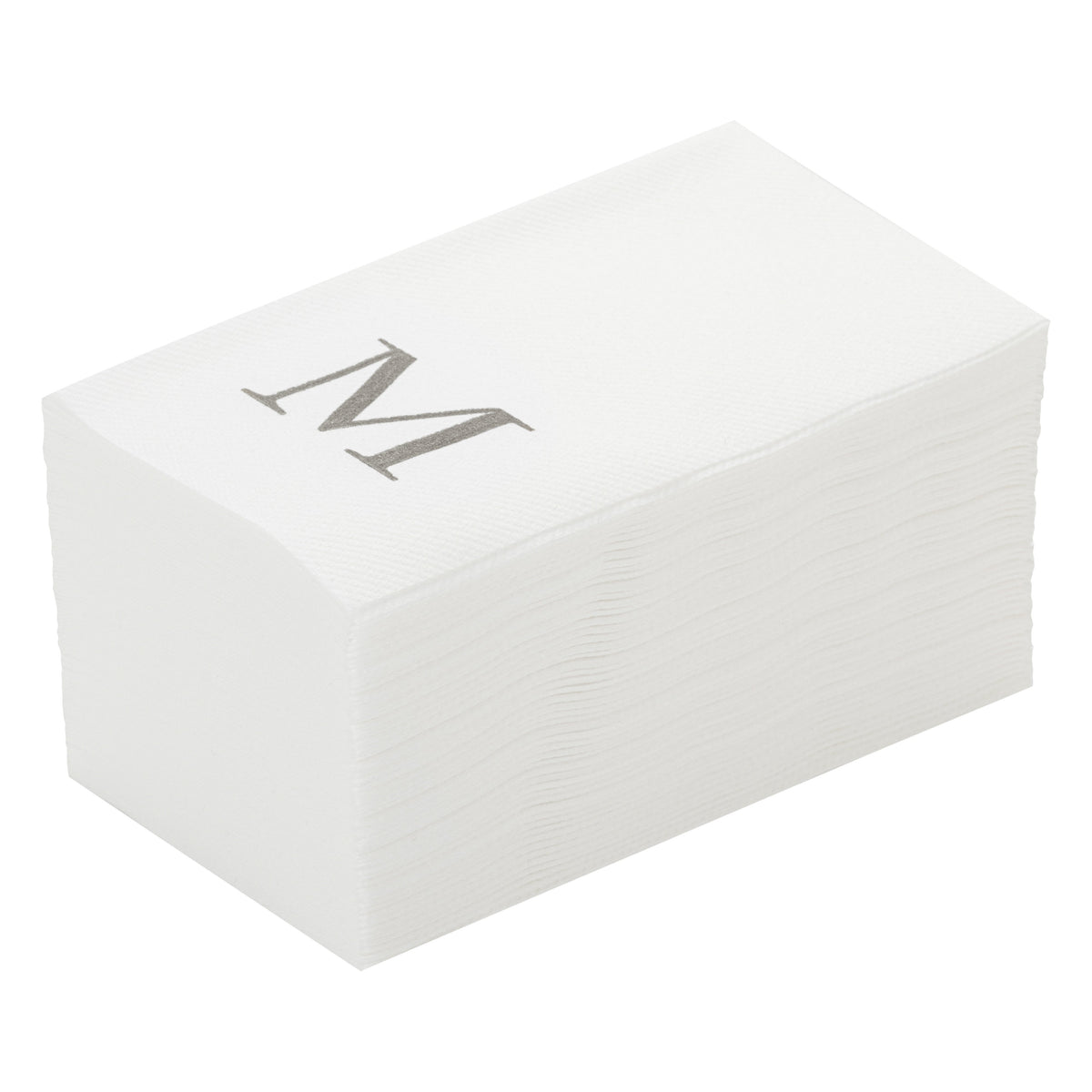 Towels, Guest, Luxenap, Linen-Like, White, with Silver Sans Serif Letter M, Air Laid, 15.75 x 8 Inch, 1 Each,50 - 1 COUNT