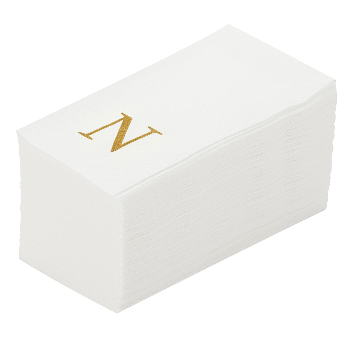 Towels, Guest, Luxenap, Linen-Like, White, with Gold Sans Serif Letter N, Air Laid, 15.75 x 8 Inch,50 - 1 EACH