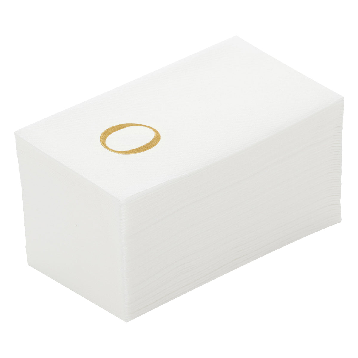 Towels, Guest, Luxenap, Linen-Like, White, with Gold Sans Serif Letter O, Air Laid, 15.75 x 8 Inch, 1 Each,50 - 1 COUNT