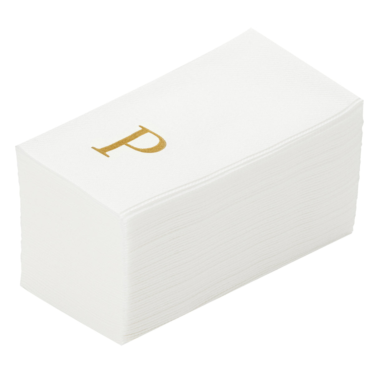 Towels, Guest, Luxenap, Linen-Like, White, with Gold Sans Serif Letter P, Air Laid, 15.75 x 8 Inch, 1 Each,50 - 1 COUNT